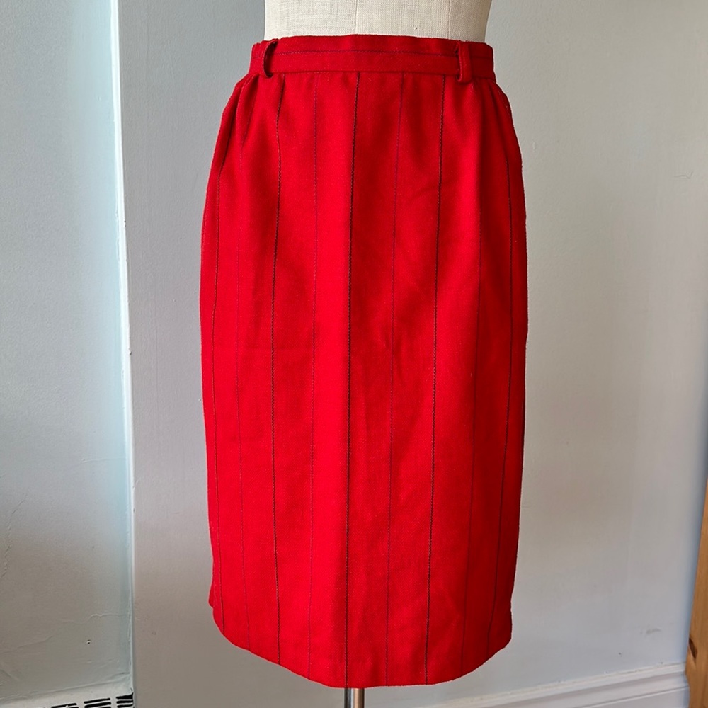 Vintage Junior Bazaar red striped pencil skirt